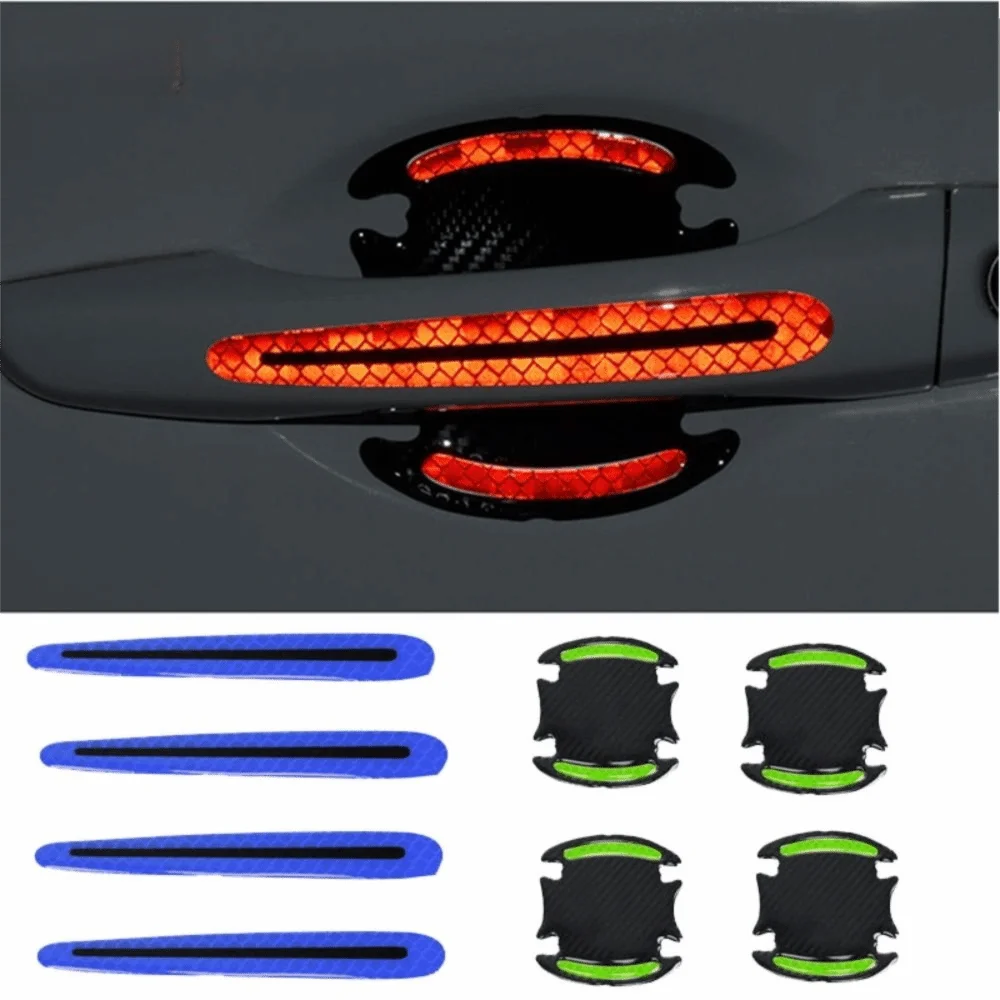 Carbon Fiber Car Handle Protector Self-adhesive Reflective Door Guard Zpaxo