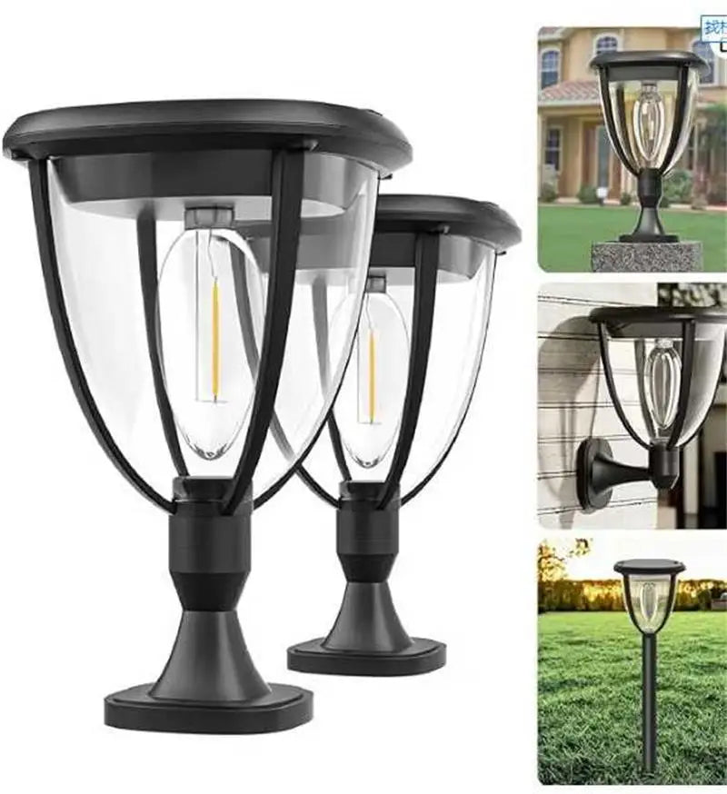 Solar Outdoor Garden Stigma LED Lights Waterproof Suitable 360 RCON Zpaxo Black-2PCS China Mainland Warm White 4000K