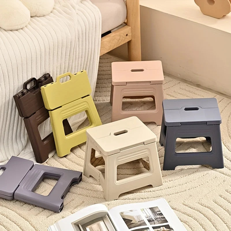 Folding Footstool Lightweight Sturdy Plastic Square Step Stool