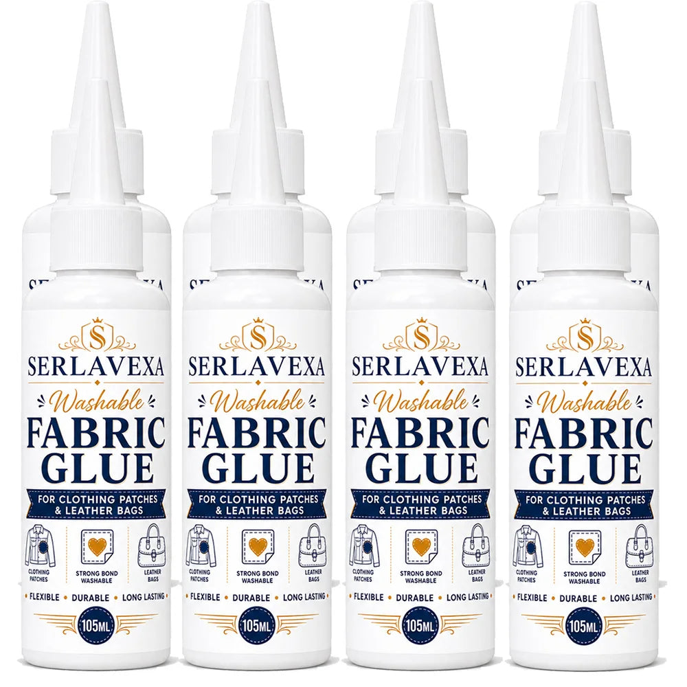 SERLAVEXA Washable Fabric Glue Permanent Strong Liquid Leather Adhesive Glue for Clothing Patches DIY Denim Repair Sealant 105ml Zpaxo 840ml