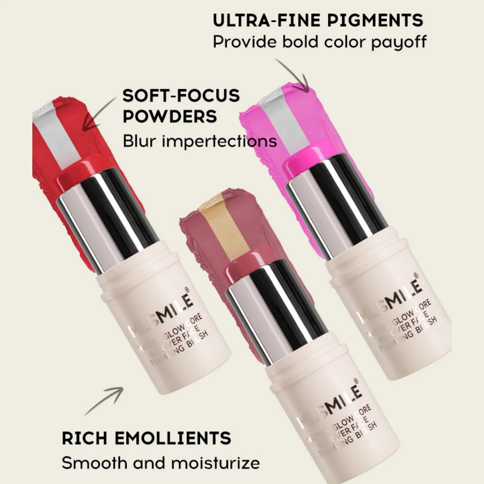 1PC 2-in-1 Berry Tone Sandwich Blush Stick - Long-Wearing, Matte & Highlighting, Contouring, Multi-Functional Solid Blusher Zpaxo