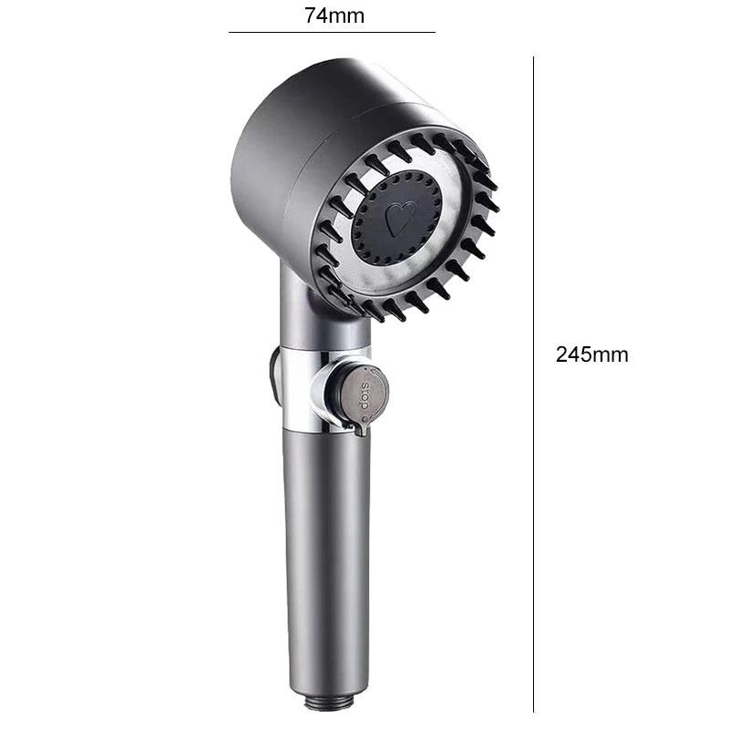 4 Modes Showerhead Pressure Shower Head Water Filtration Massage Zpaxo Grey shower head