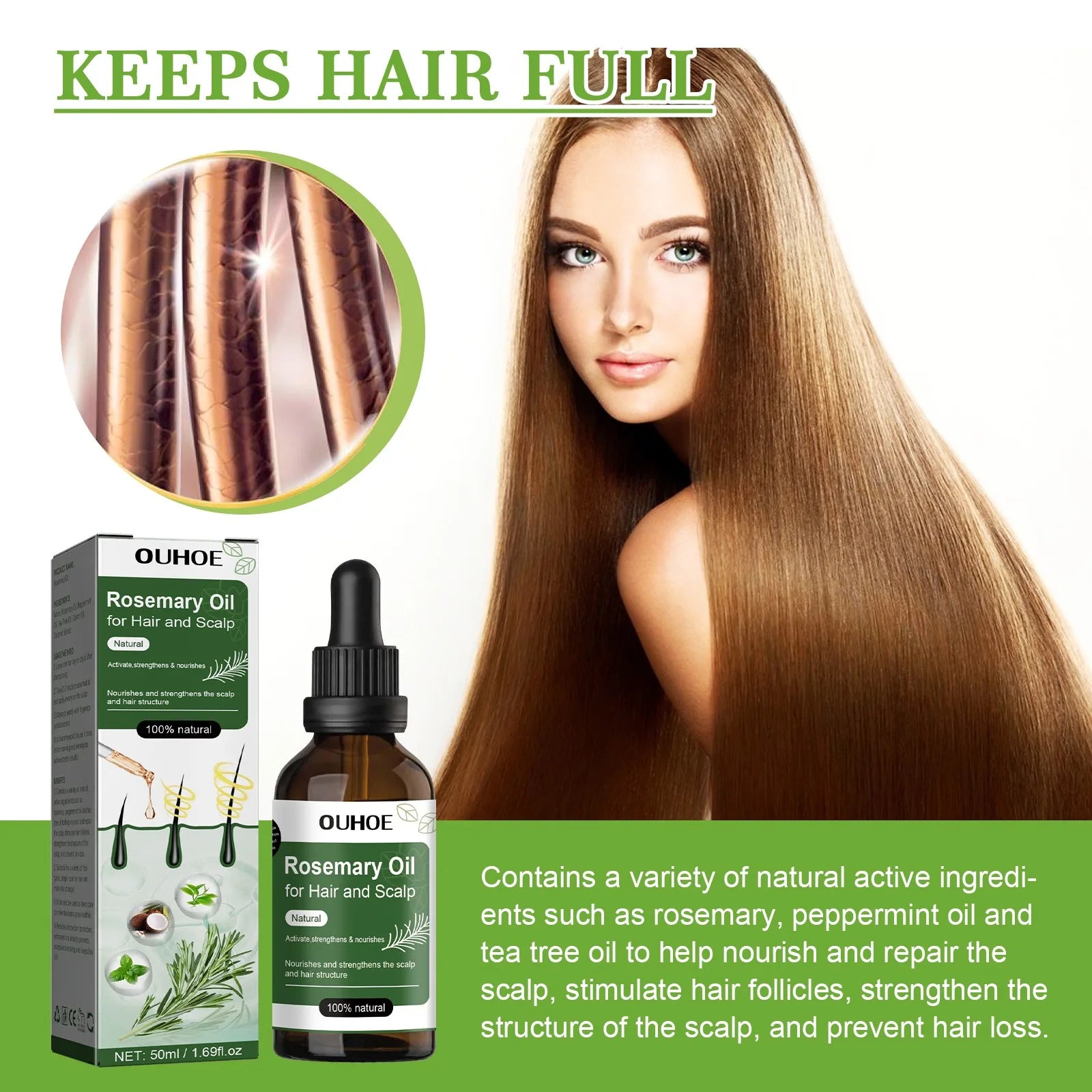 Rosemary Oil for Hair Growth & Loss Prevention – 50ml Hair Growth Oil Zpaxo