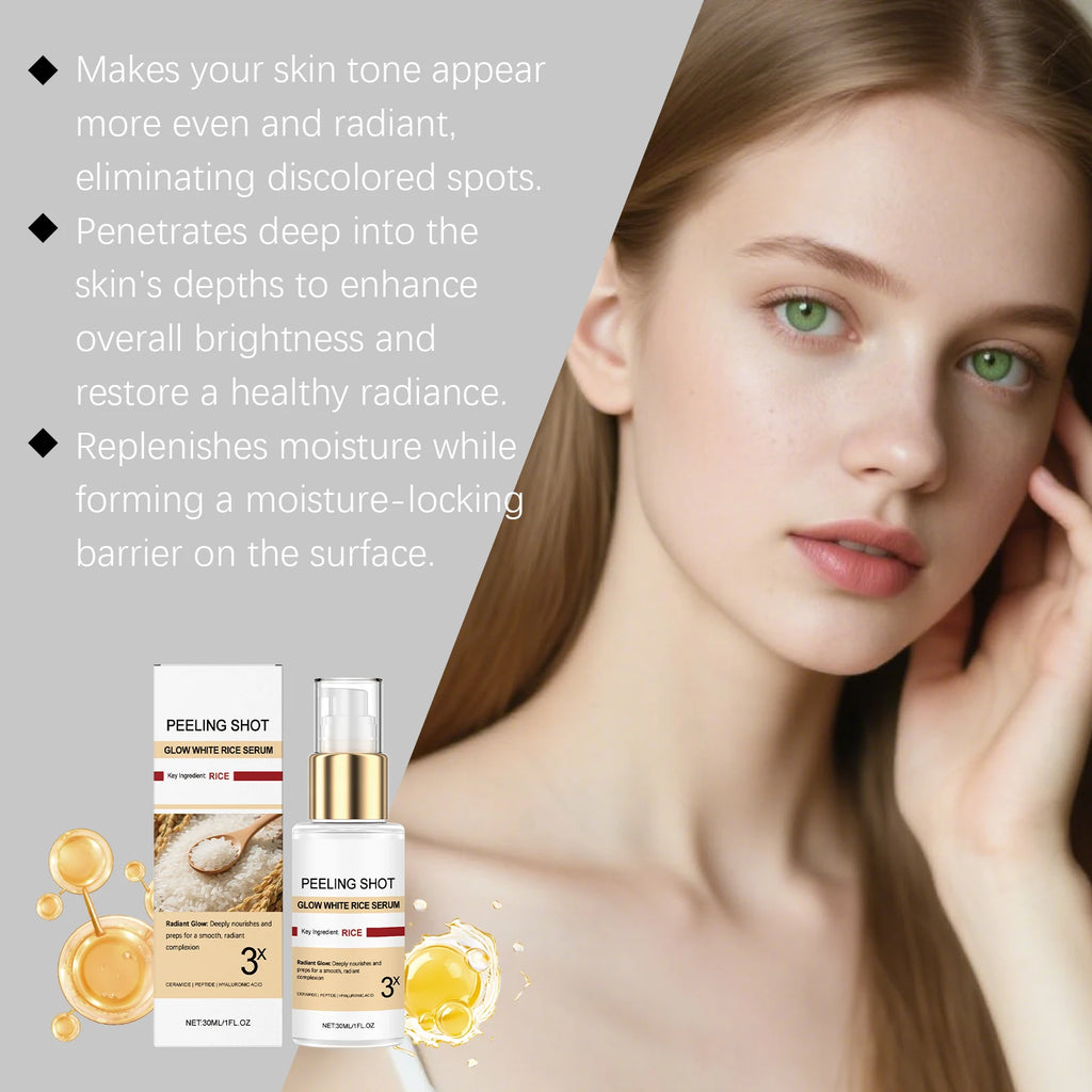 Glow Brightening Rice Essence Moisturizing Nourishing Even Skin Tone Improves Dullness Oil-Control Brightening Serum Skincare Zpaxo