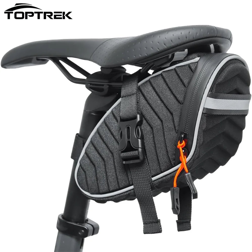 Toptrek Reflective Safety Waterproof Bike Saddle Bag Hard Shell Storage Seat Bag MTB Road Outdoor Bike Accessories Essentials Zpaxo Saddle bag