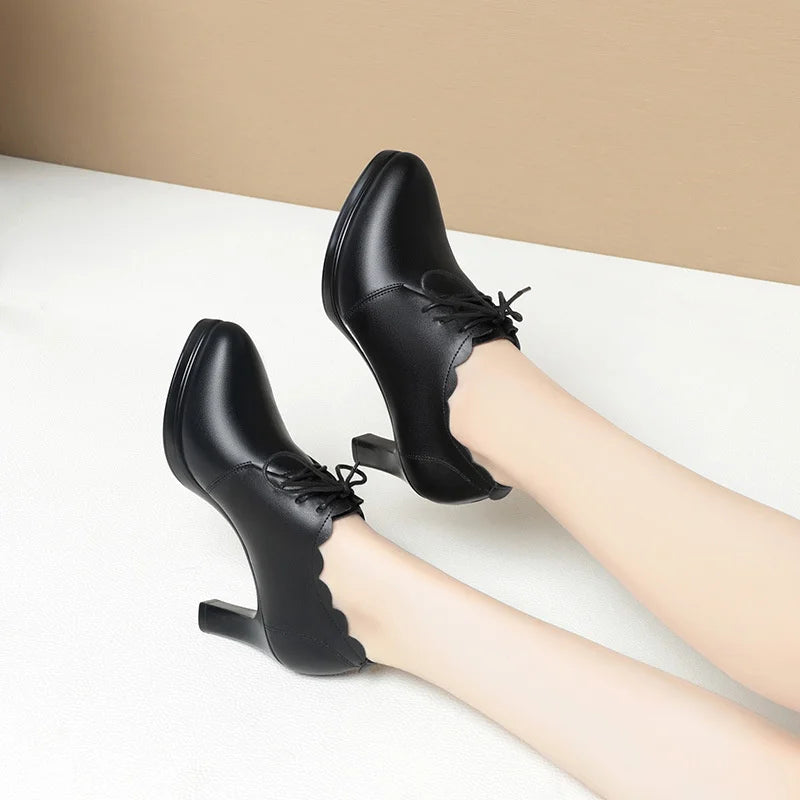 Spring Autumn Soft Leather Sole Versatile Fashion Comfortable Heels Zpaxo