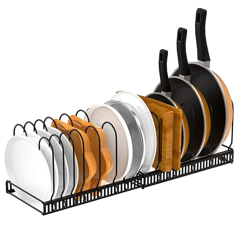 Adjustable Multi-Functional Cookware Storage Rack Kitchen Pan Pot Organizer Dish Bowl Drying Shelf Accessory Zpaxo