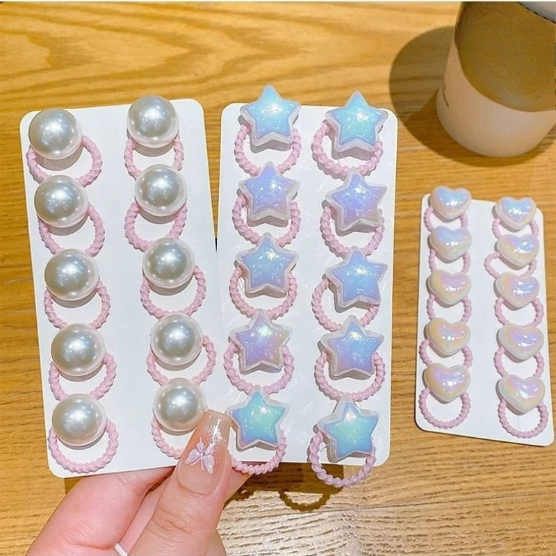 10 Cute Baby Girl Hair Bands Cartoon Love Heart Star Ties Toddler