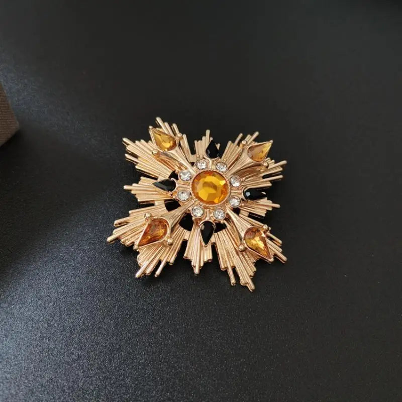 Medieval Vintage Western Antique Brooch Cross Starlight Crystal Pin Zpaxo 1pc