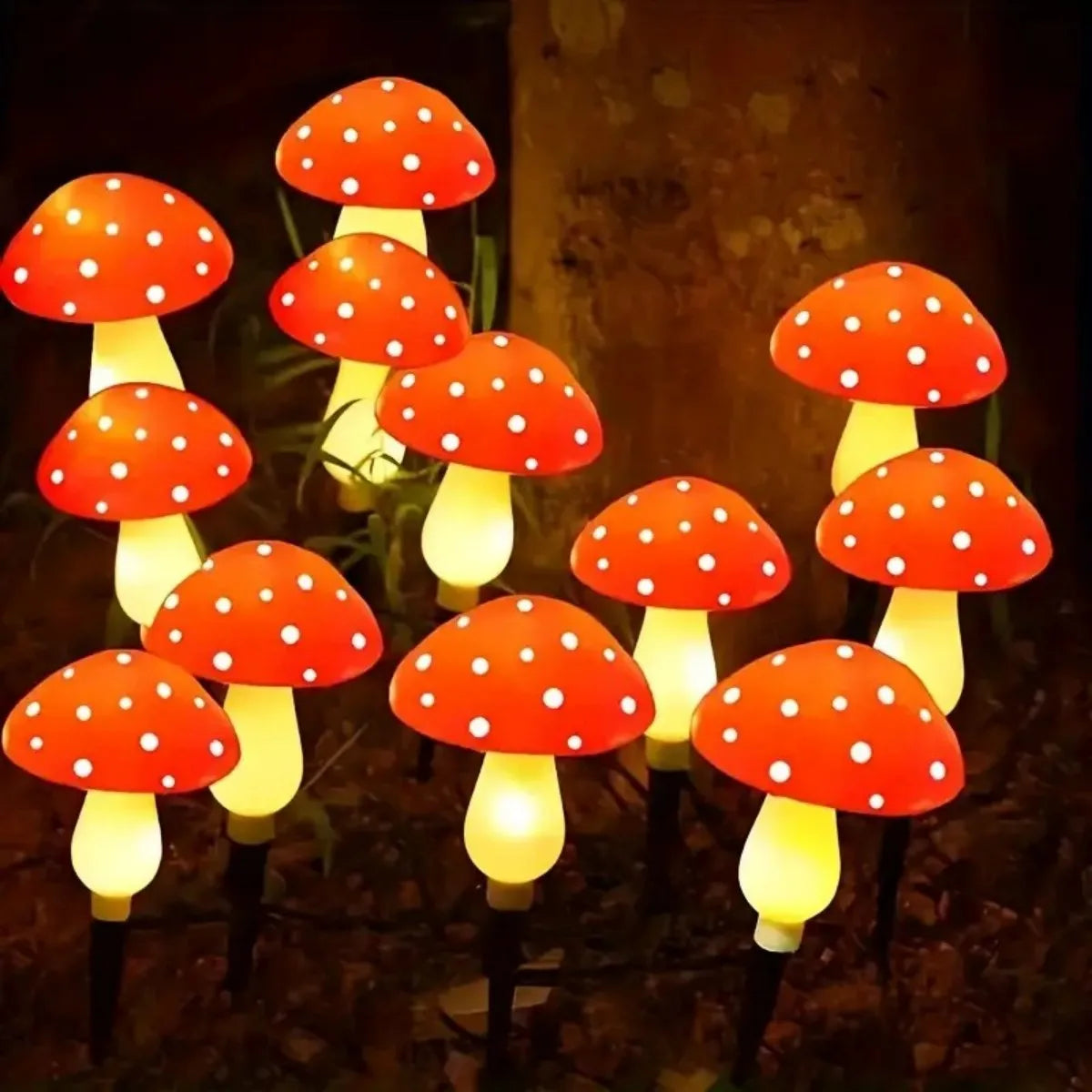 Solar Outdoor Lights Cute Garden Mushroom Decorative Pile String Zpaxo