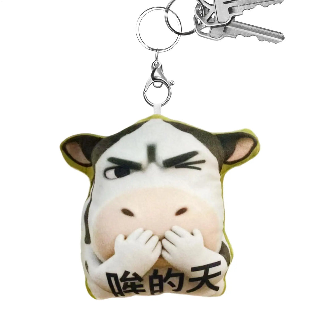 Animal Bag Charm Cattle Keyring Purse Charm Stuffed Cow Keychain For Men Women Boys Girls Youth Teens Husband Son Daughter Zpaxo