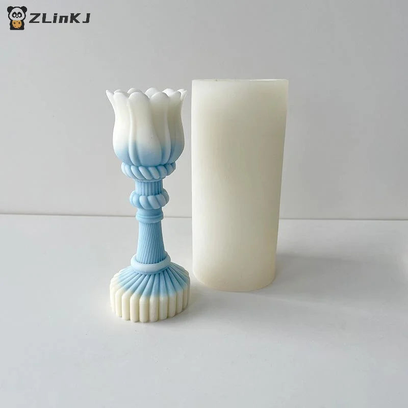 ▶1Pcs Handmade Scented Candle Plaster Resin Molds DIY Flowers Tulip Silicone Mold Homemade Cookies Chocolate Candy Baking Tool Zpaxo