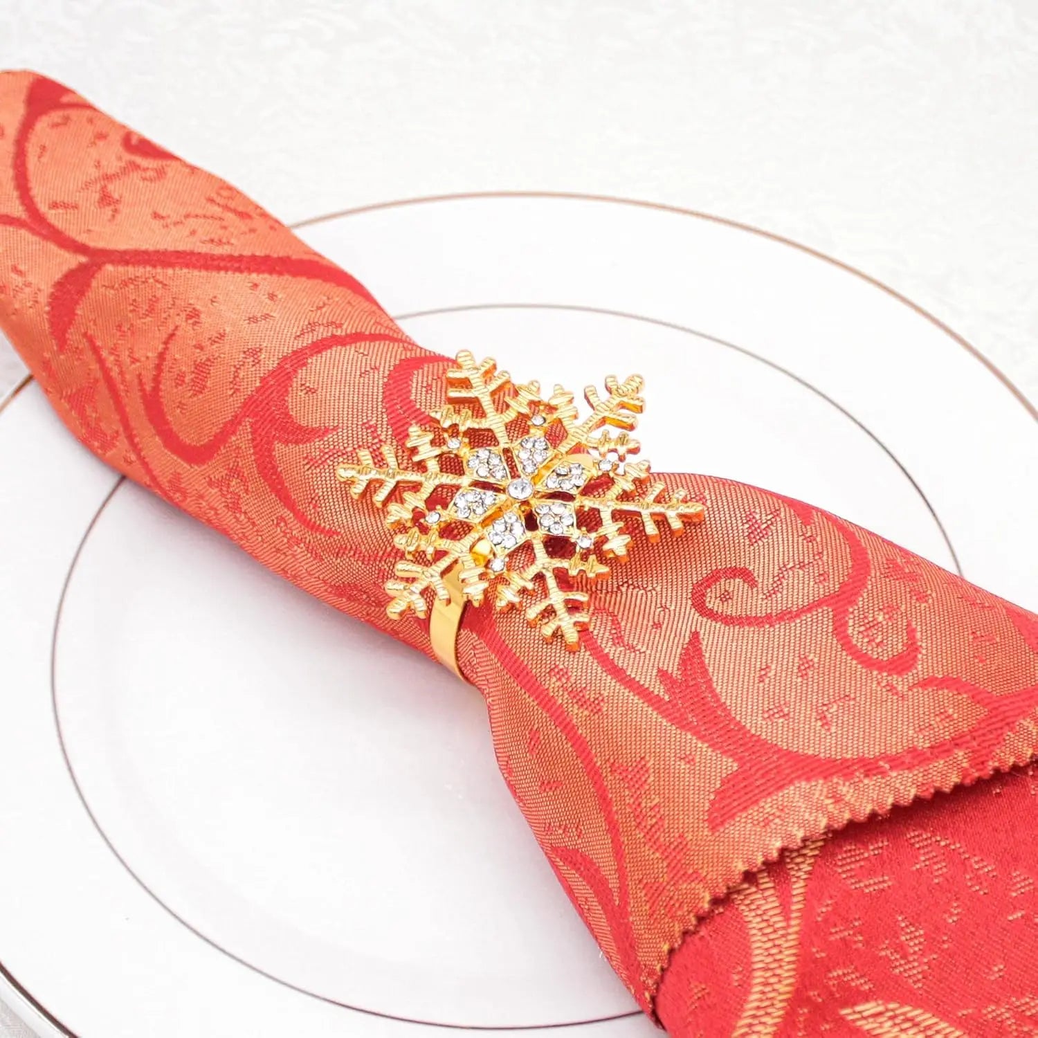 Christmas Rhinestone Snowflake Napkin Rings Sparkling