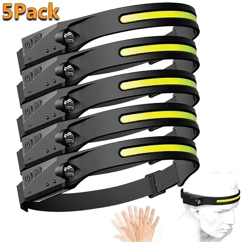 LED Motion Sensor Headlamp – USB Rechargeable & Waterproof