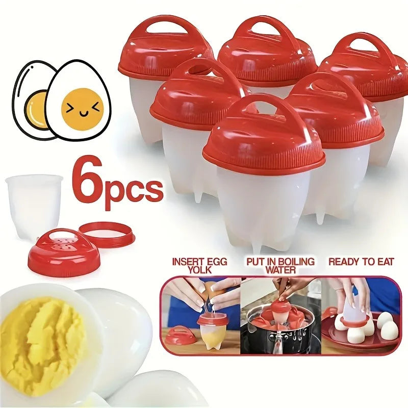 6-Piece Silicone Egg Poachers Non-stick Heat-resistant Cooking Cups