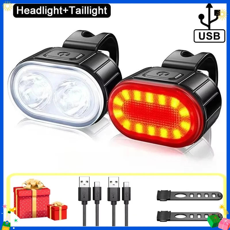 Heinast Bike Lighting Front and Rear Lights Bicycle Lamp Led Cycling Light Bike Flashlight for Bicycle Front Taillight Lantern Zpaxo 2PCS-Set