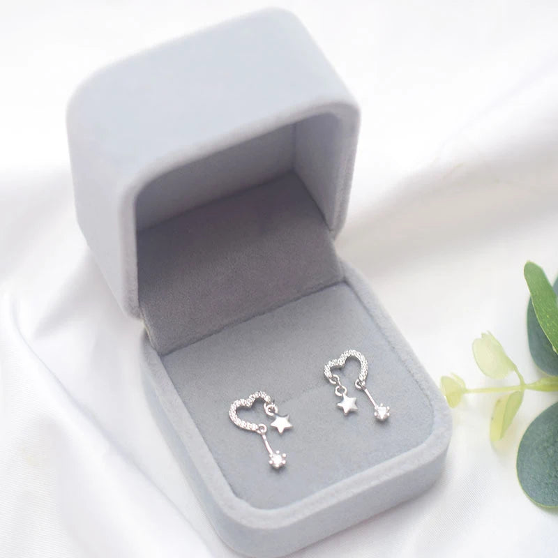 Heart Star Stud Earrings Fashion Double-shape Women Cute Daily Wear Zpaxo