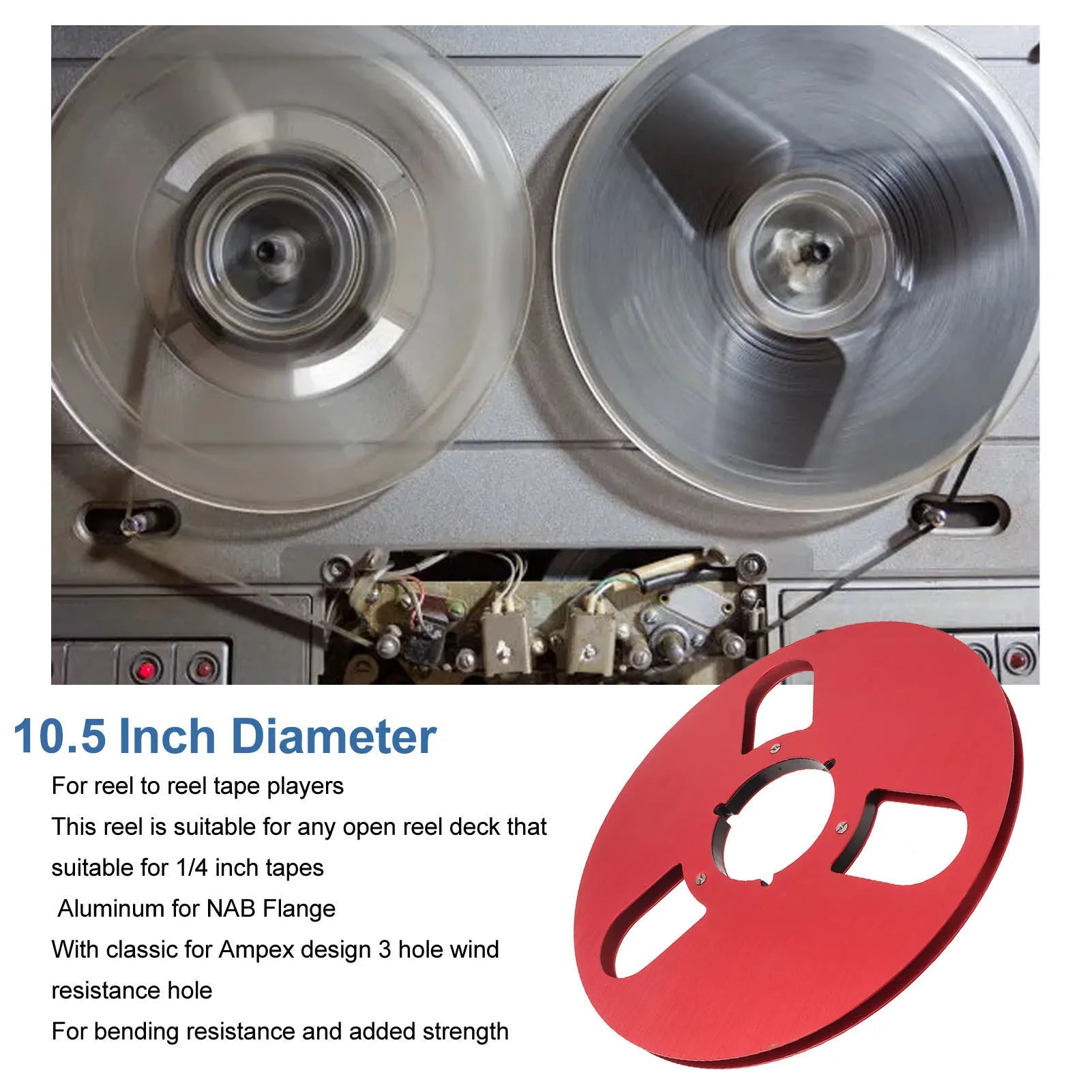 1 4 Empty Reel Strength Recording Tape 3 Hole Replacement Aluminum