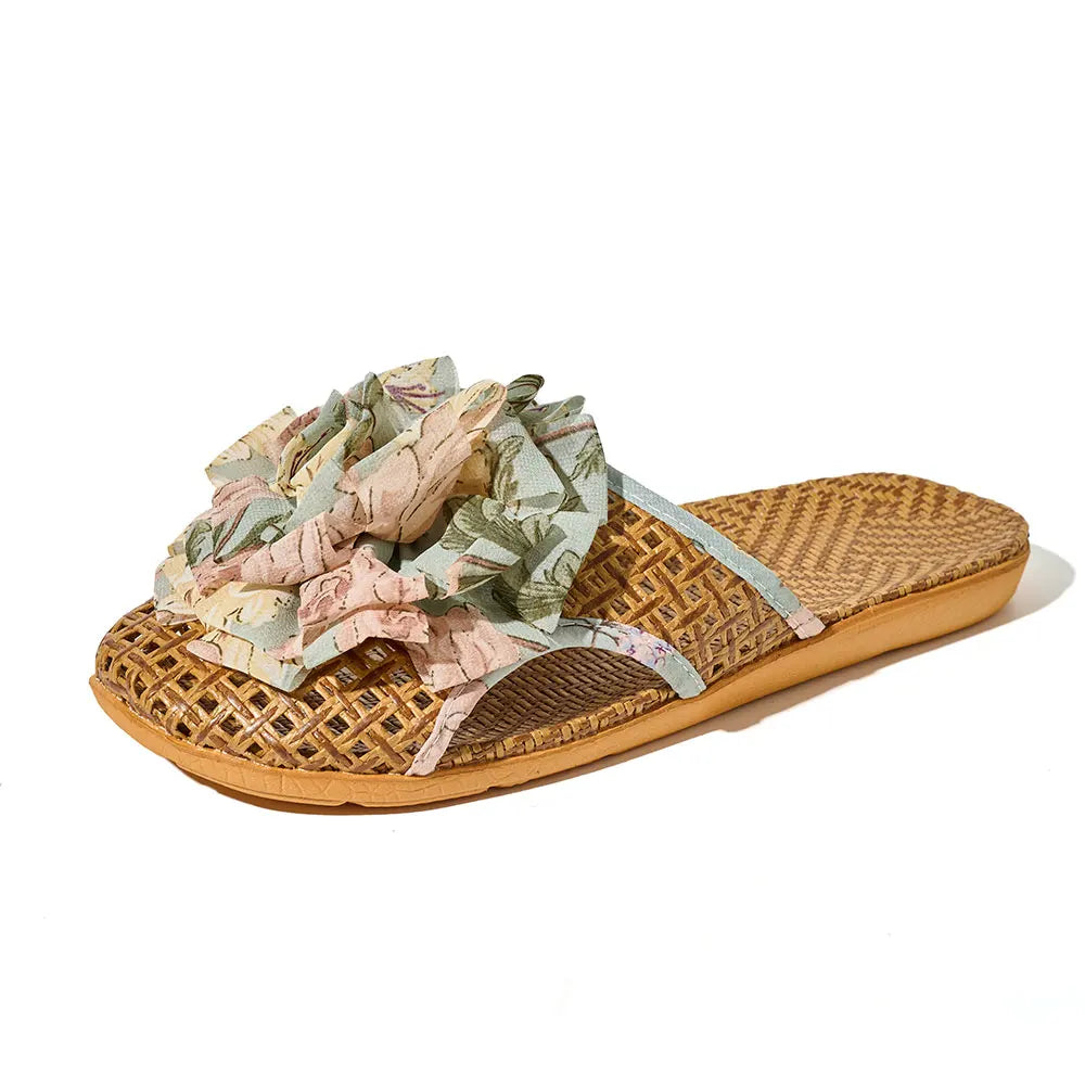 Summer Women Linen Slippers Lightweight Indoor Home Antislip Bedroom Zpaxo Green 35-36
