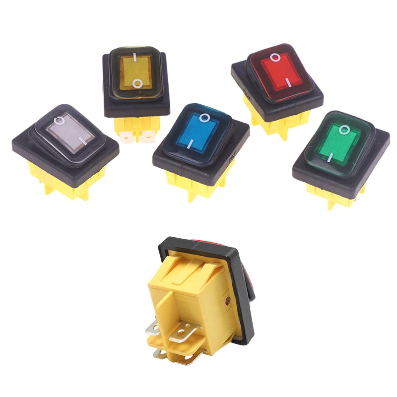 IP65 Waterproof DPST Toggle Switch LED 4-Pin 12V/220V Auto Marine