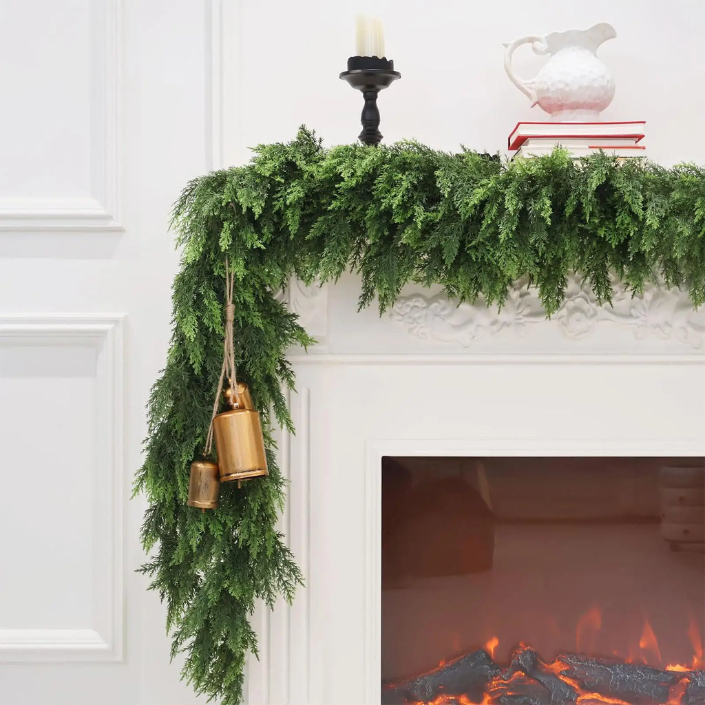 Christmas Garland Artificial Cedar Pine Realistic Foliage Winter