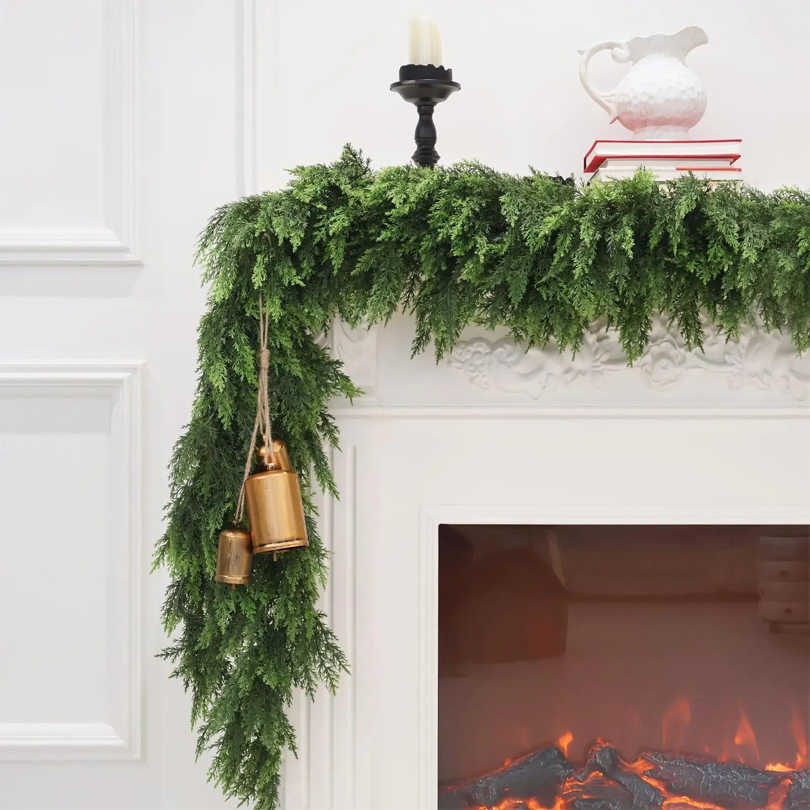 Christmas Garland Artificial Cedar Pine Realistic Foliage Winter