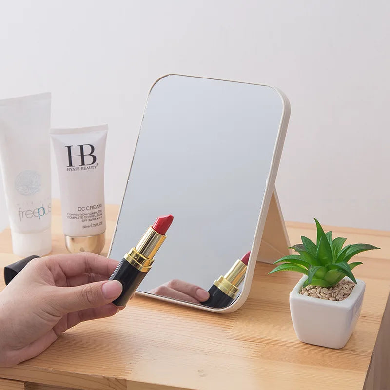 Portable Folding Cosmetic Mirror Simple Square Desktop Makeup Bedroom