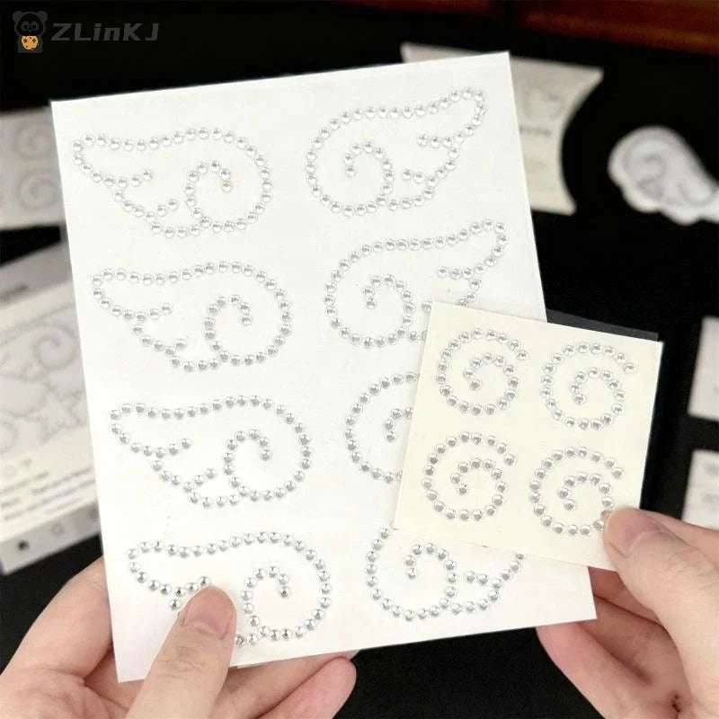 1 2 Sheets Fish Cakes Heart Star Angel Wings Sparkly Rhinestone Zpaxo
