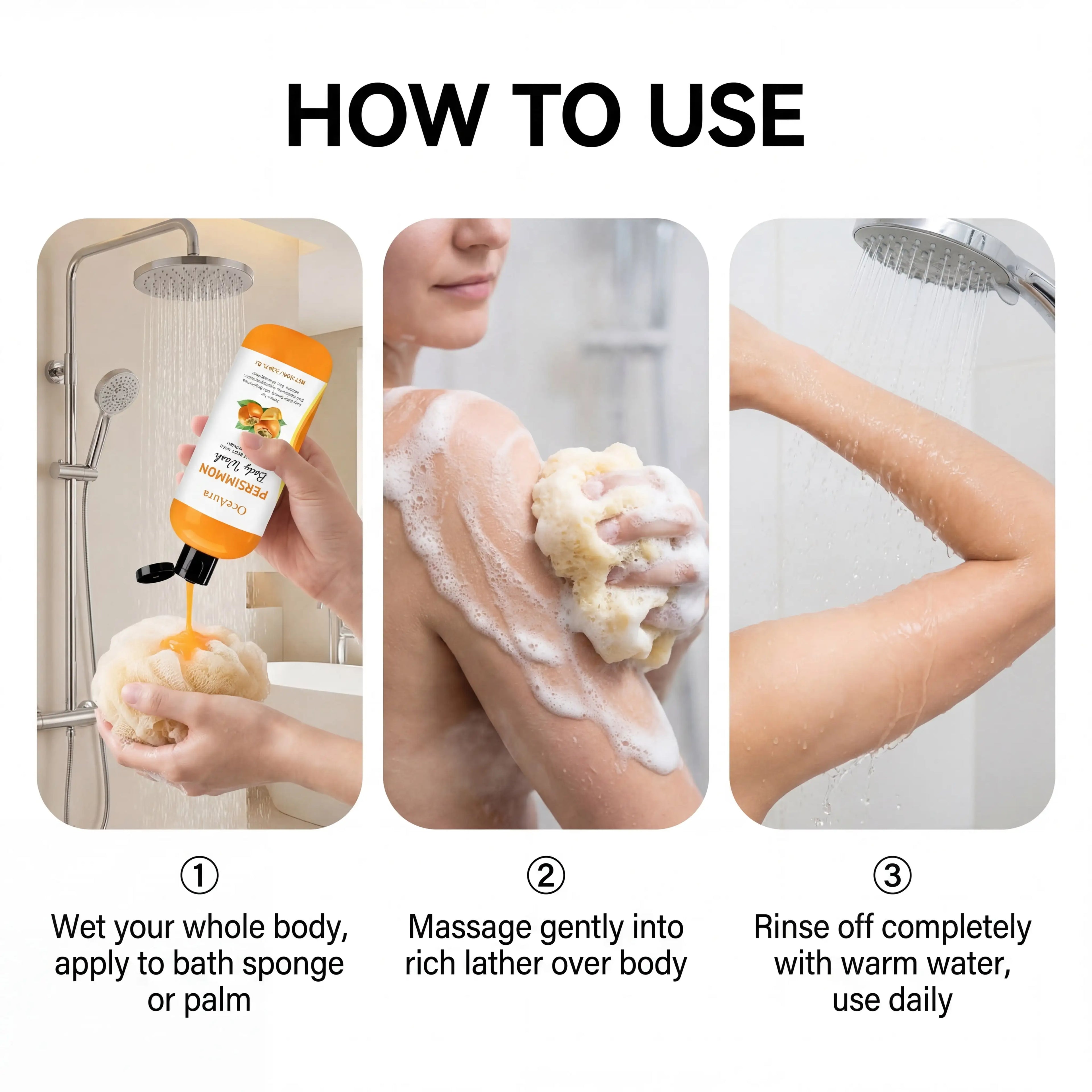 100ml Persimmon Body Wash Rosemary Lavender Dry Skin Remedy Moisturizing Without Greasiness Unisex Refreshing Texture Shower Gel Zpaxo