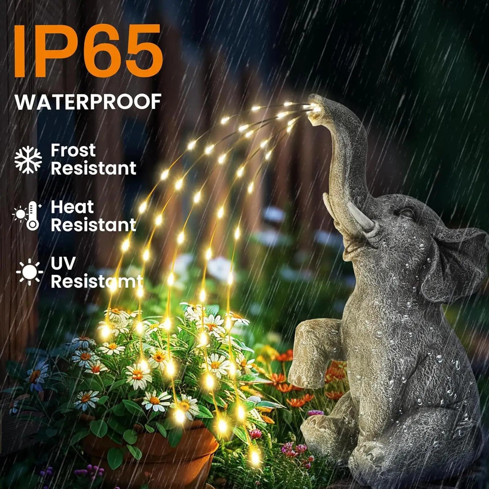 Elephant Statue Waterproof UV Resistant Solar Lights Cute Animal