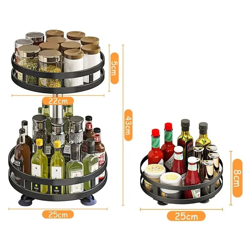 Rotatable Kitchen Storage Rack kitchen Accessories Spice Storage Rack Clean Storage 360 Degrees Rotatable Organizer Turntable Zpaxo