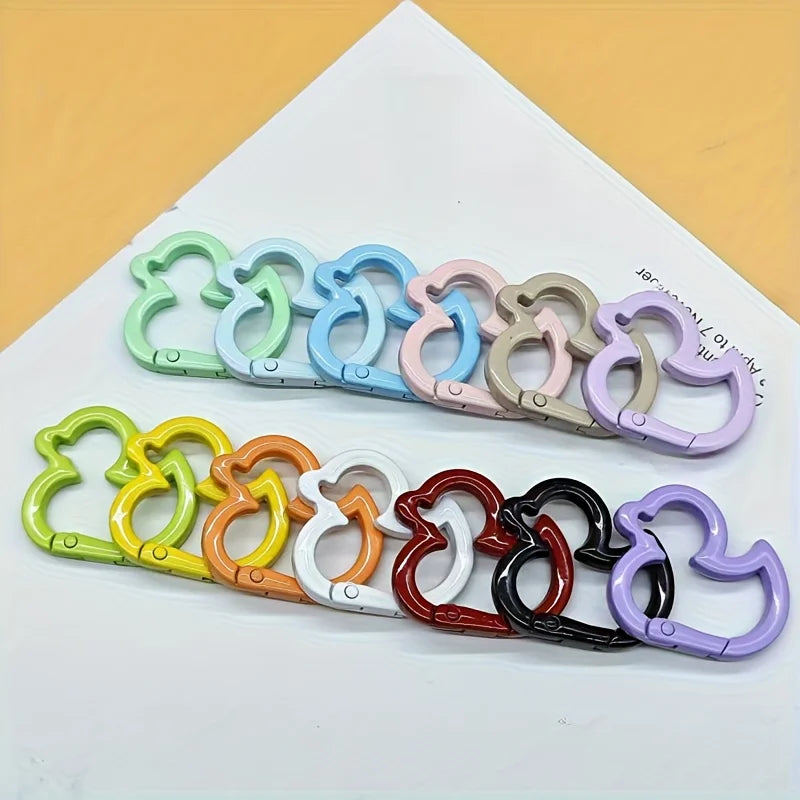 6PCS/12PCS Colorful Duck Outdoor Keychain, Cute Duck Shape Aluminium Alloy Spring Clip Zpaxo