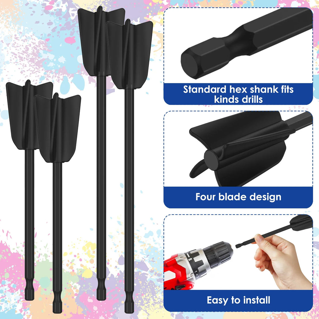 4/6Pcs Mixer Paddle 4-Blade 6.5/8.7 Inch Reusable Powerful Mixer Attachment Reduce Bubbles Quick Mixer Part for Paint 2024 Zpaxo