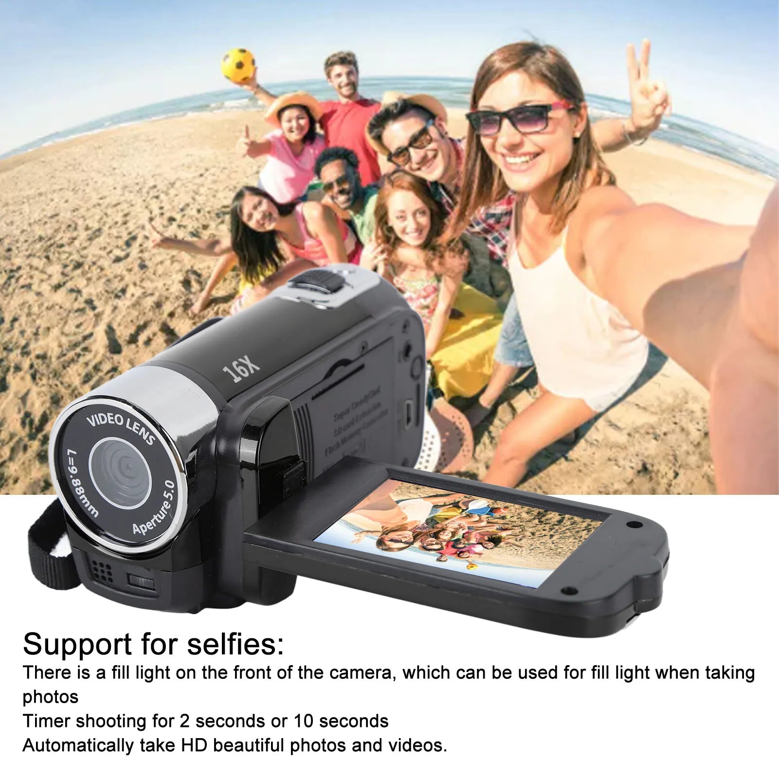4K 48MP DV Camera TFT Rotatable Screen 16x Digital Zoom Video USB