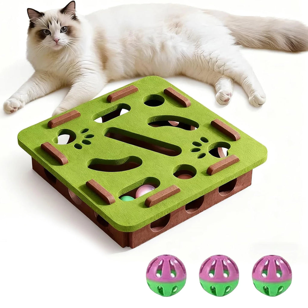Cat Scratch Puzzle Enrichment Box 3 Bell Balls Kitten Nail File