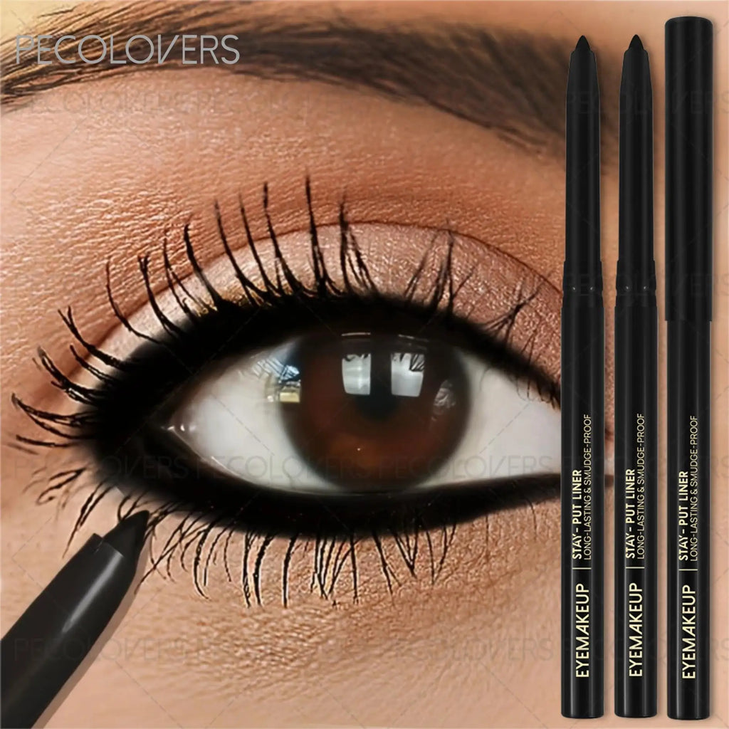 3pcs Black Eyeliner Pencils,Waterproof, Sweatproof ,Black Eyeliner,Suitable For Beginners, Perfect Gift Zpaxo