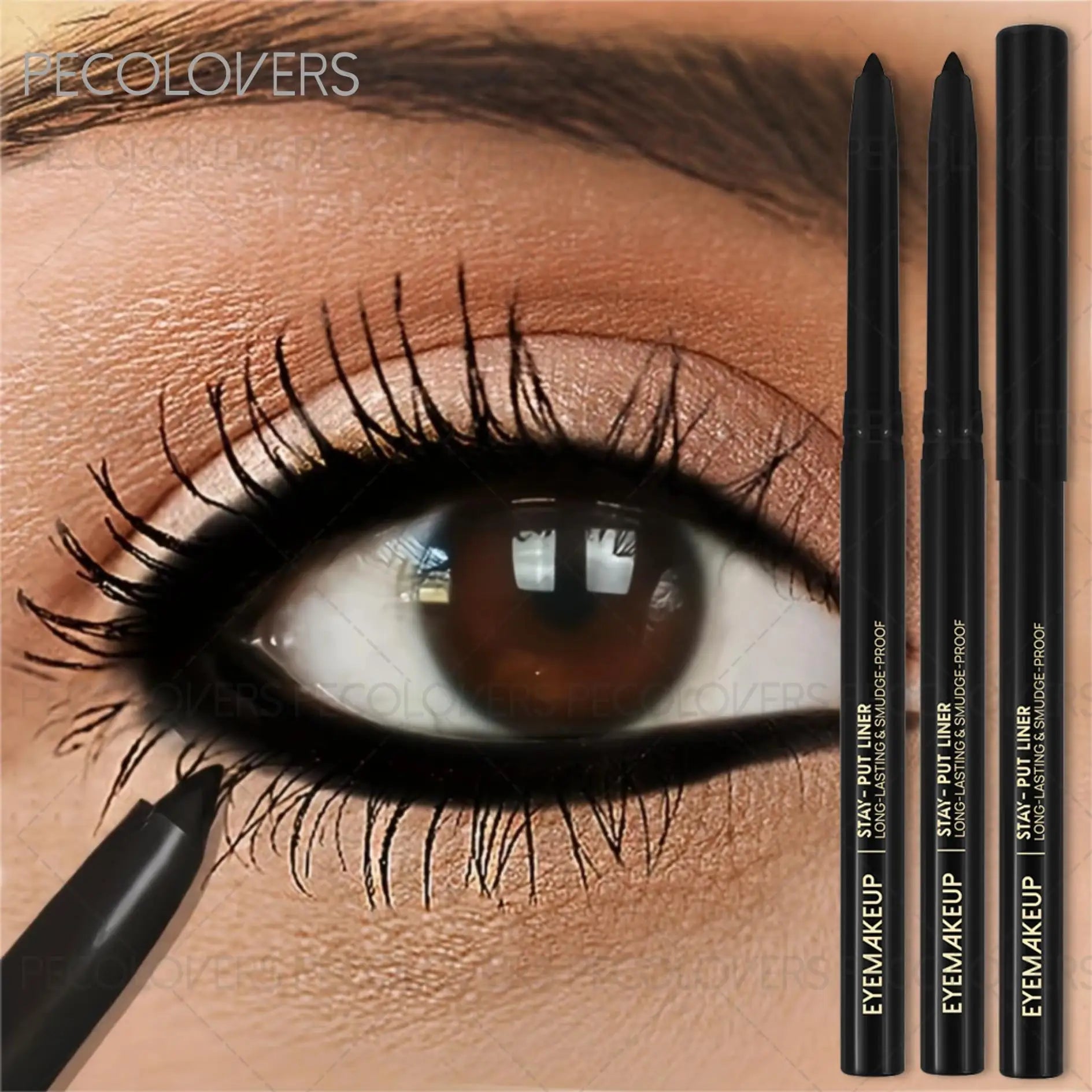 3pcs Black Eyeliner Pencils,Waterproof, Sweatproof ,Black Eyeliner,Suitable For Beginners, Perfect Gift Zpaxo