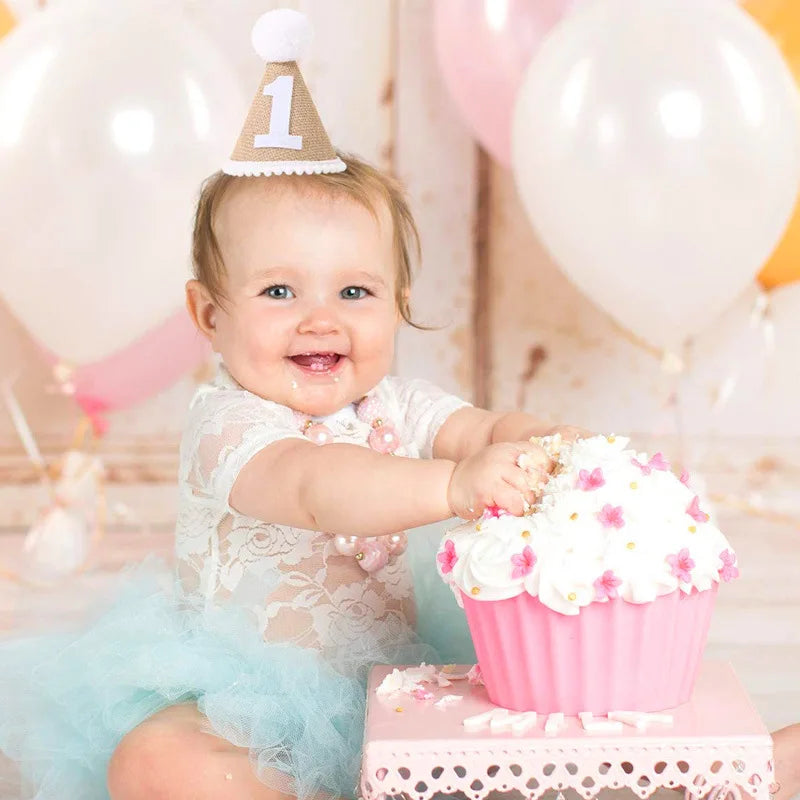 First Birthday Hat Crown Burlap Cap Kids Boy Girl Newborn 1st 2rd 3th