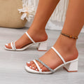 Women Sandals Fashion Luxury Woman Shoes Square Heels Elegant Summer Zpaxo milky 40