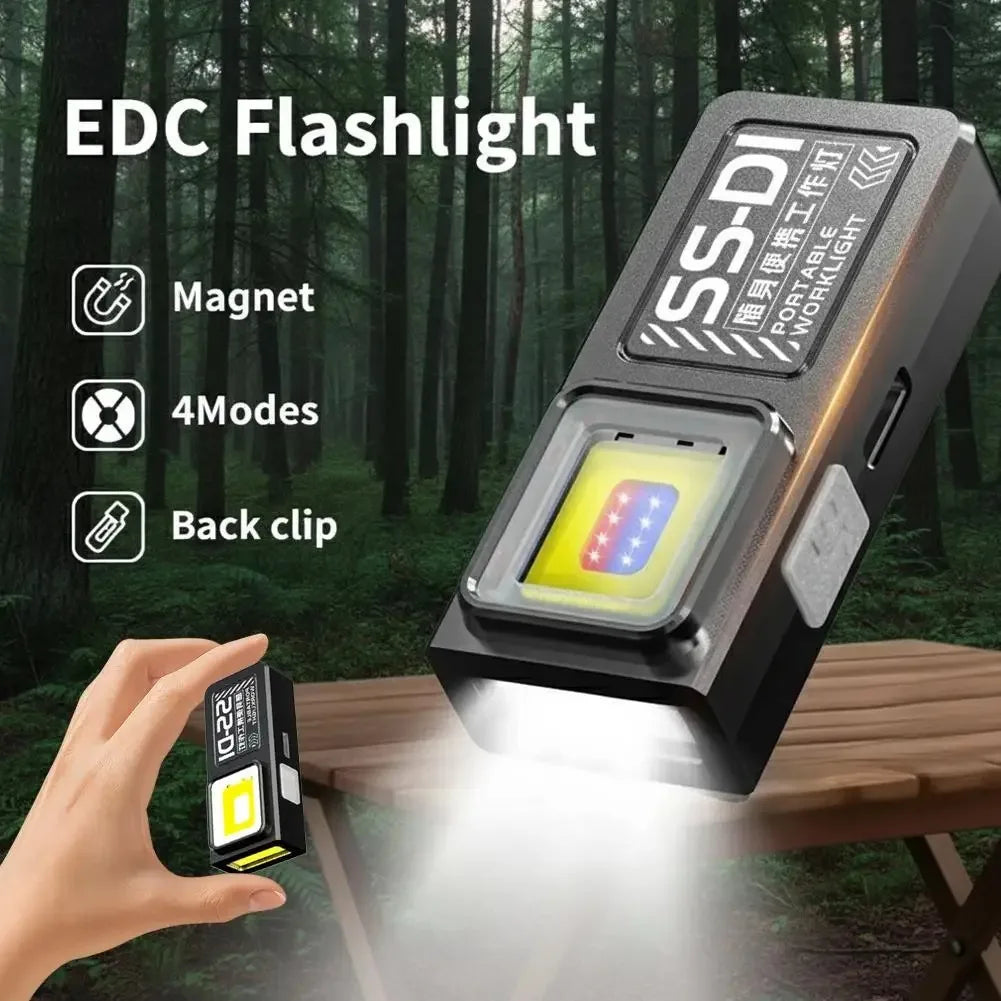 Mini Portable COB LED Flashlight Rechargeable Powerful Work Light Zpaxo