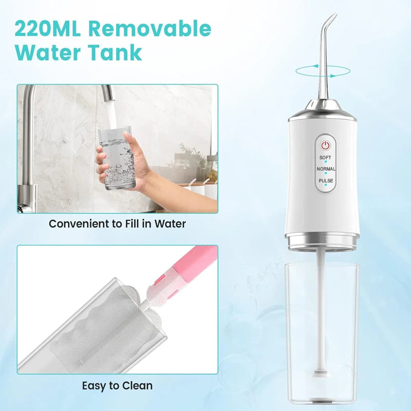 Portable Smart Electric Oral Irrigator Water Flosser 4 Jets 3 Modes Rechargeable Dental Water Jet Irrigator Dental Teeth Cleaner Zpaxo