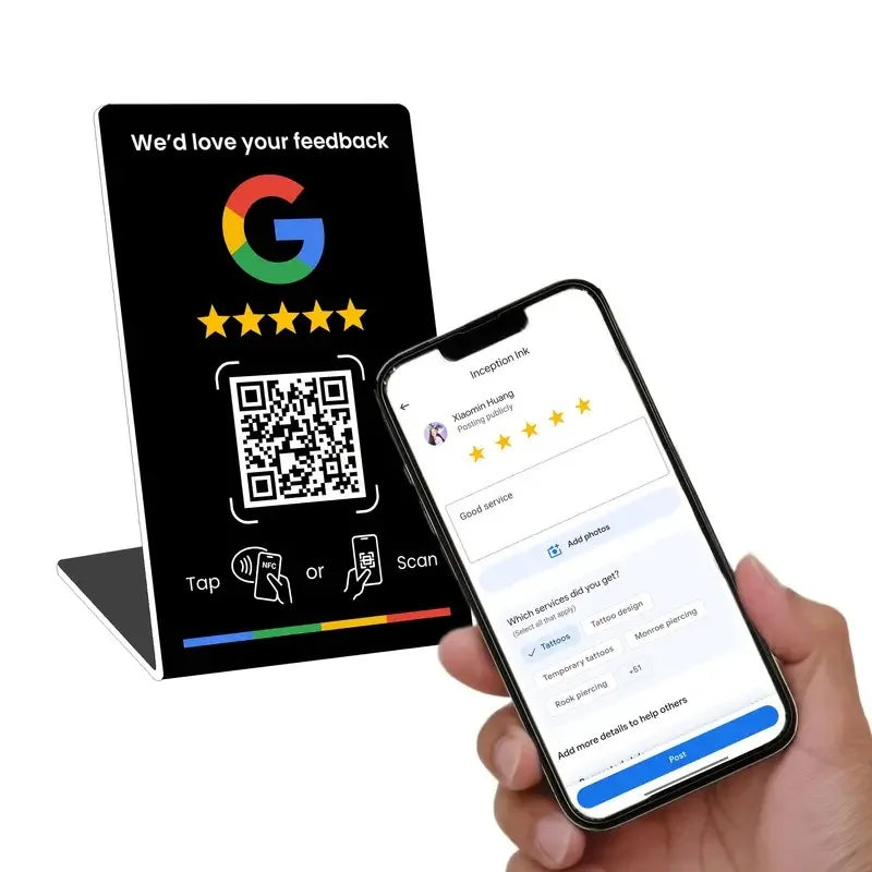 NFC 215 Programmable Google Review Card Station Table Reviews Display Zpaxo