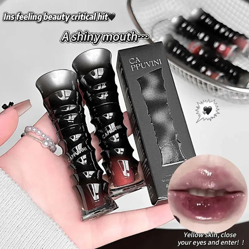 Punk Dark Red Lip Gloss Mirror Shine Moisturizing Texture Non-sticky