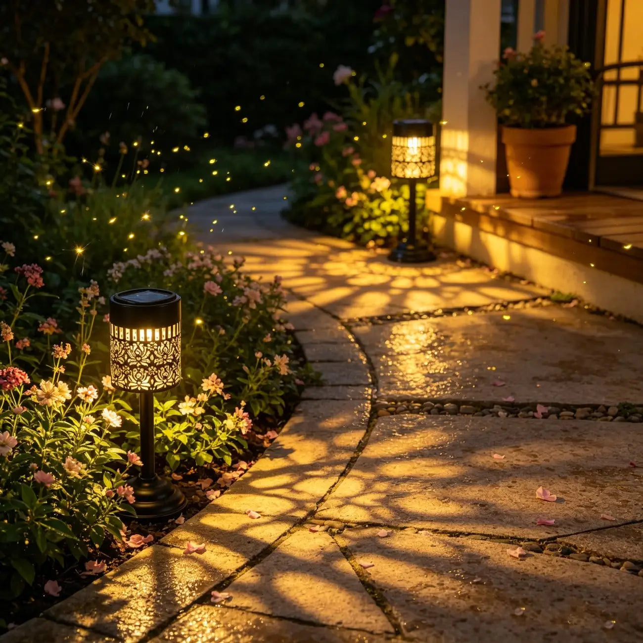 This Solar-powered Peony Projection Light LED Outdoor Garden