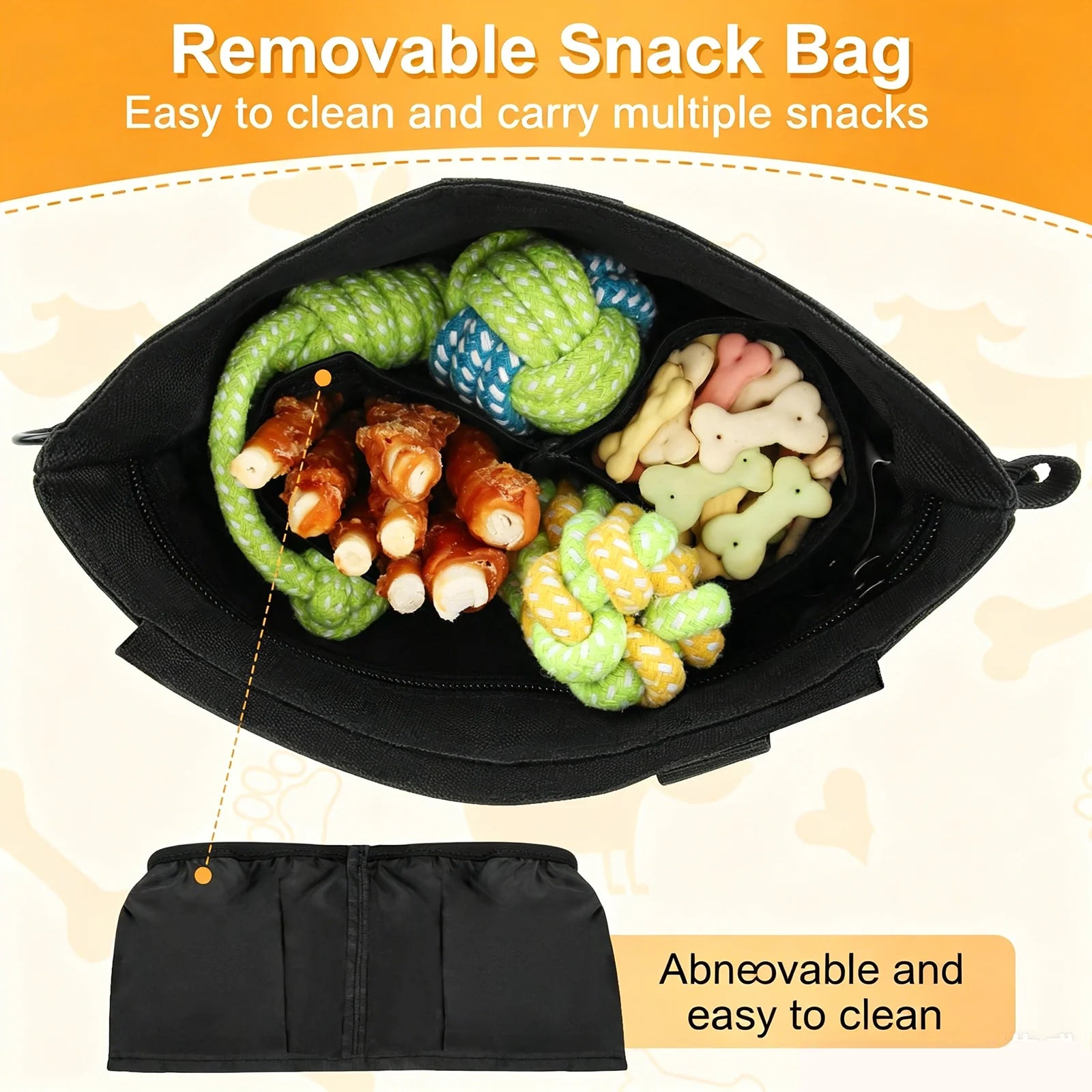 Large Capacity Training Treat Bag 3 Zipper Pockets Magnetic Closure Detachable Snack Pouch Pet Walking Waist Bag Pet Outdoor MTB Zpaxo