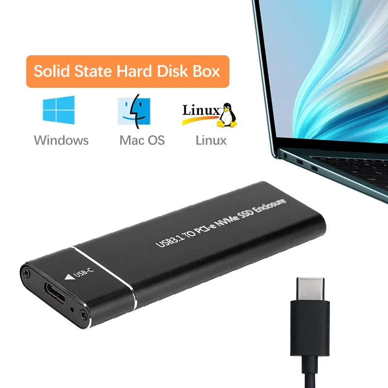 USB3 1 M 2 SSD Enclosure Mobile Case Supports NVME Protocol Type-c Zpaxo