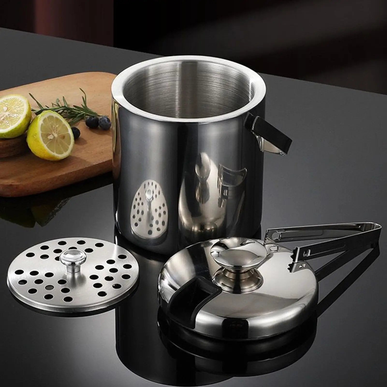 Ice Bucket Double-Walled Wine Cooler 1.3L Stainless Steel Insulated Ice Bucket with Tongs Handle and Strainer for Cocktail Zpaxo