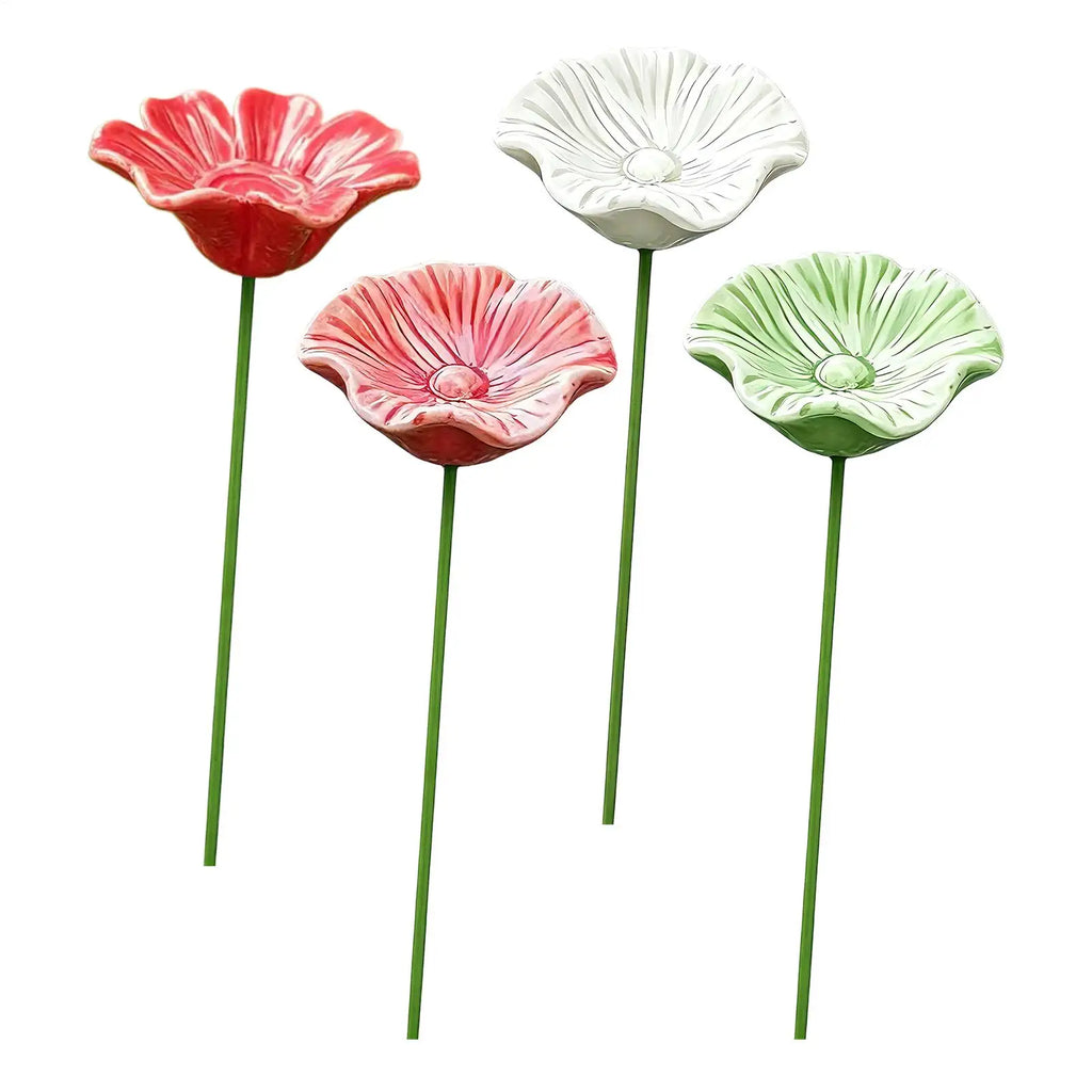 4Pcs Portable Bee Water Feeder ceramic Flower Drinking Fountain Holder Bee Watering Station Bird Bath Stand Bee Feeder Zpaxo
