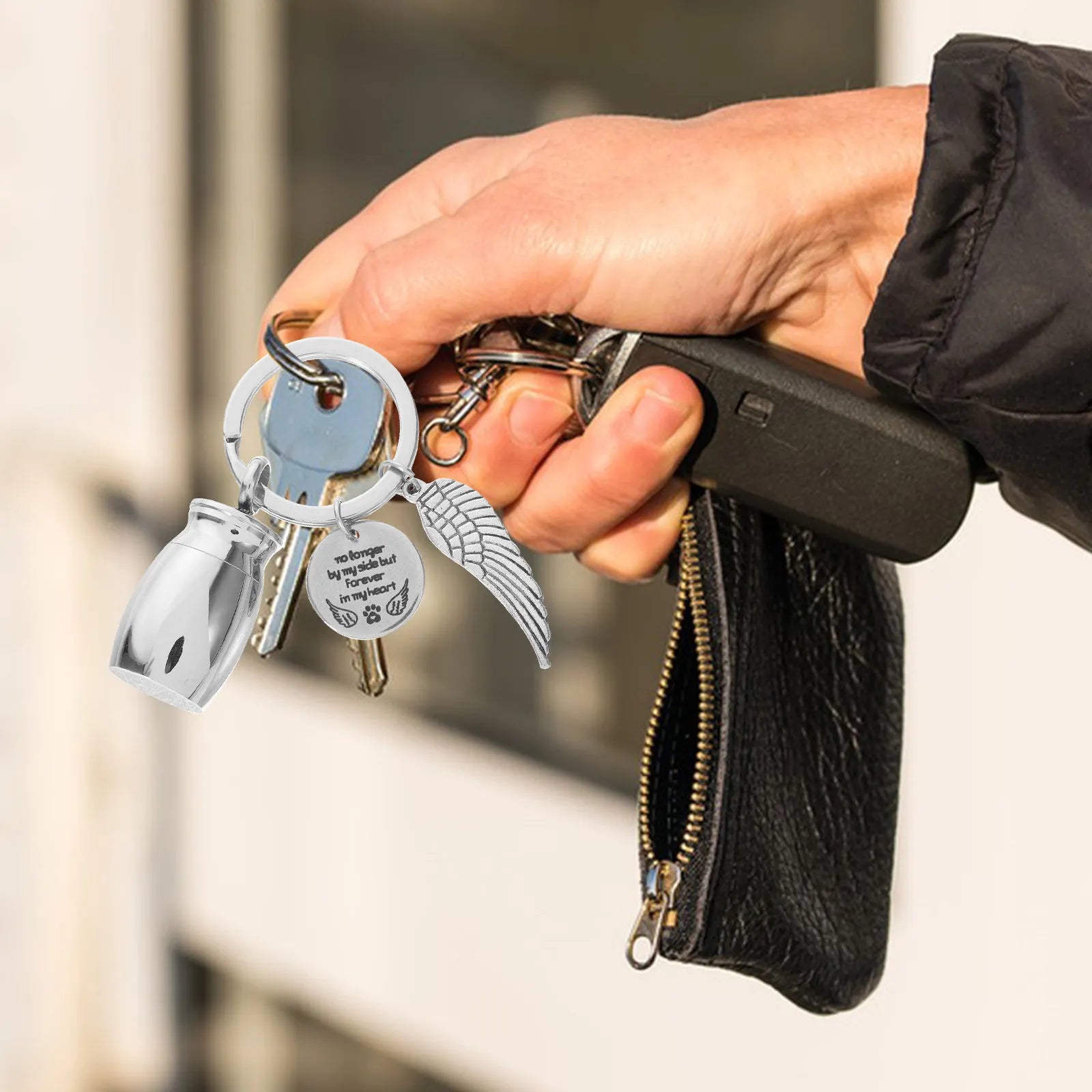 Urn Keychain Pet Ashes Stainless Steel Titanium Pendant Memorial