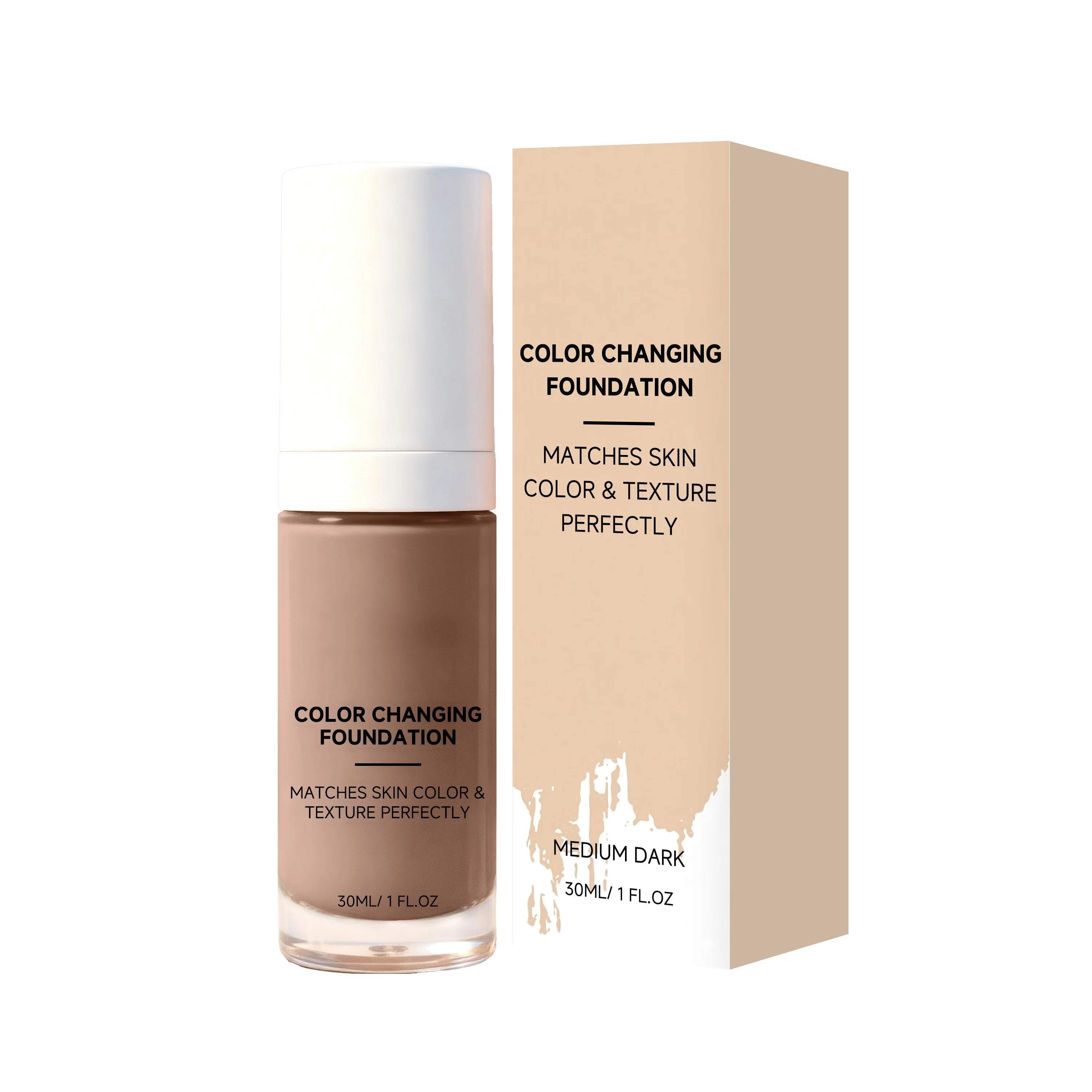 Color Changing Liquid Foundation | Waterproof Full Coverage Makeup Liquid Foundation Zpaxo Medium-Dark